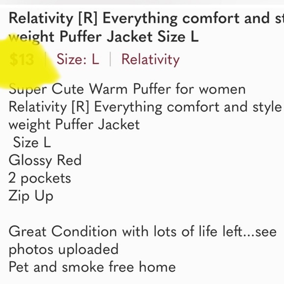 Red lightweight puffer jacket ladies size Large - Picture 10 of 10